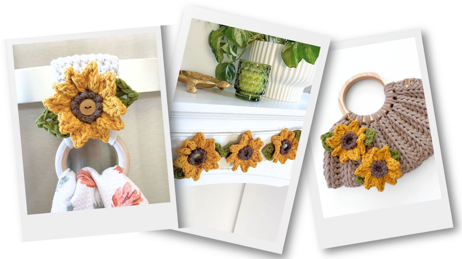 Crochet sunflower applique by Simply Made by Erin
